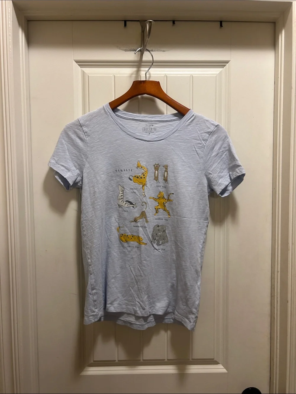 J. Crew Pale Blue safari yoga positions Collector Tee